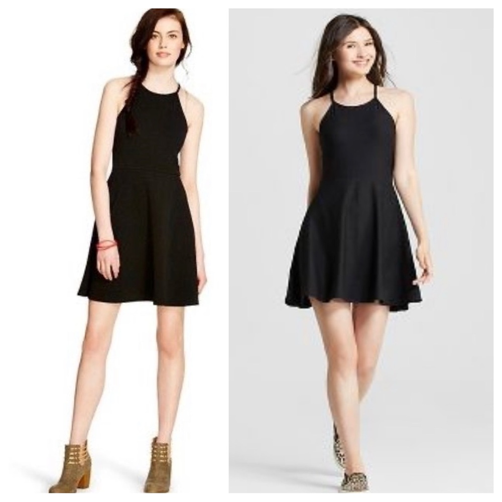 Black Halter Fit and Flare Mini Dress